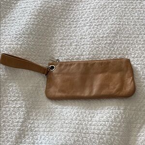 HOBO Tan Leather Wristlet with Silver Hardware